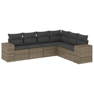 vidaXL 6 Piece Garden Sofa Set with Cushions Grey Poly Rattan