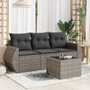 vidaXL 4 Piece Garden Sofa Set with Cushions Grey Poly Rattan