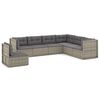 vidaXL 7 Piece Garden Lounge Set with Cushions Grey Poly Rattan