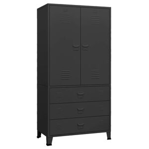 vidaXL Industrial Wardrobe Black 90x50x180 cm Metal