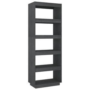 vidaXL Book Cabinet/Room Divider Grey 60x35x167 cm Solid Wood Pine