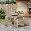 vidaXL 9 Piece Garden Dining Set with Cushions Beige Poly Rattan