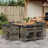 vidaXL 9 Piece Garden Dining Set with Cushions Grey Poly Rattan
