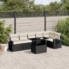 vidaXL 7 Piece Garden Sofa Set with Cushions Black Poly Rattan