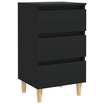vidaXL Bed Cabinets with Solid Wood Legs 2 pcs Black 40x35x69 cm