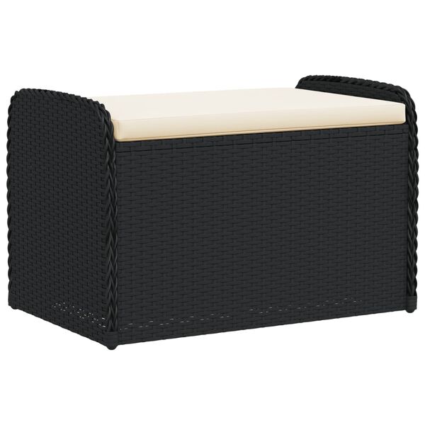 vidaXL Storage Bench with Cushion Black 80x51x52 cm Poly Rattan