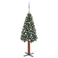 vidaXL Slim Pre-lit Christmas Tree with Ball Set Green 150 cm PVC