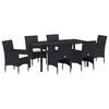 vidaXL Garden Dining Set 7 pcs Black Poly Rattan