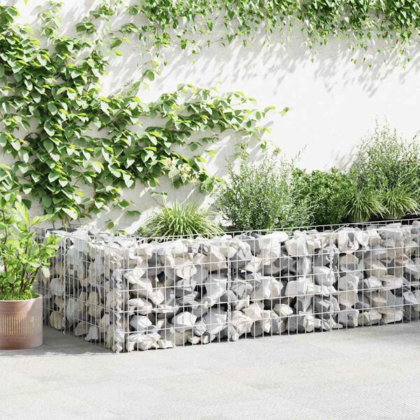 vidaXL Gabion Wall with Covers Galvanised Steel 600x50x50 cm
