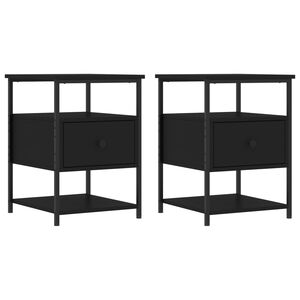 vidaXL Bedside Cabinets 2 pcs Black 40x42x56 cm Engineered Wood