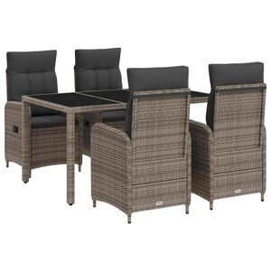 vidaXL Outdoor Dining Set 5 pcs Light Grey and Dark Grey Poly Rattan
