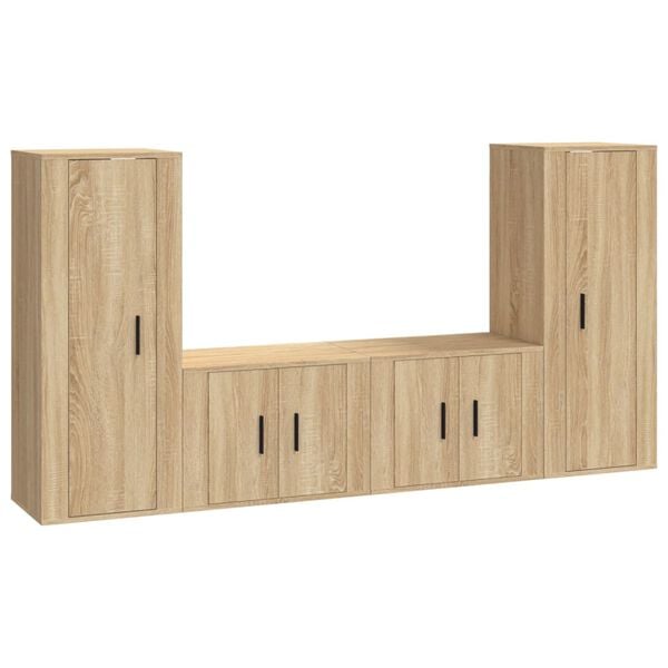 vidaXL 4 Piece TV Cabinet Set Sonoma Oak Engineered Wood