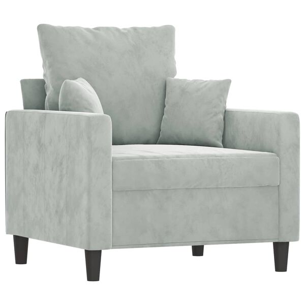 vidaXL 3 Piece Sofa Set with Cushions Light Grey Velvet