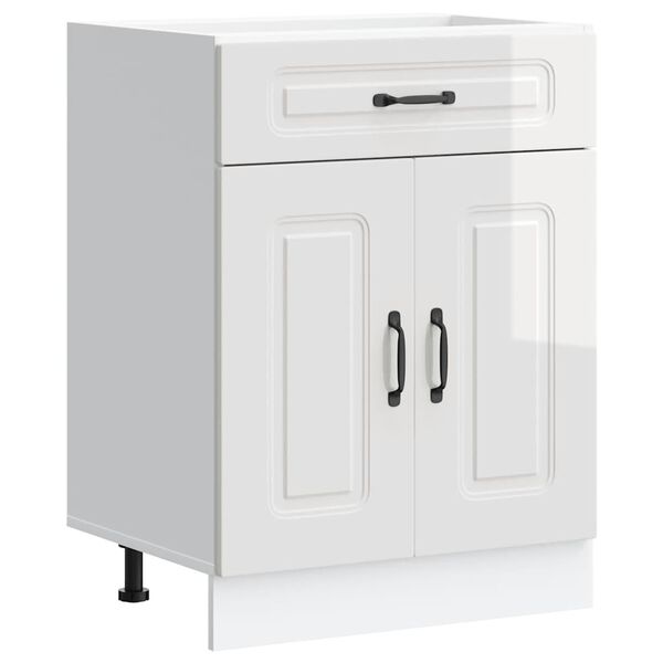 vidaXL Kitchen Base Cabinet Kalmar High Gloss White Engineered Wood