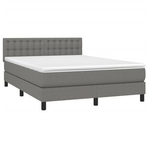 vidaXL Box Spring Bed with Mattress Dark Grey 153x203 cm Queen Size Fabric