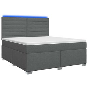 vidaXL Box Spring Bed with Mattress and LED Dark Grey 137 x 190 cm