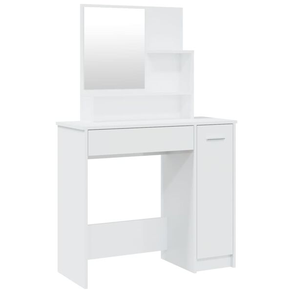vidaXL Dressing Table with Mirror High Gloss White 86.5x35x136 cm