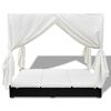 vidaXL Outdoor Lounge Bed with Curtains Poly Rattan Black