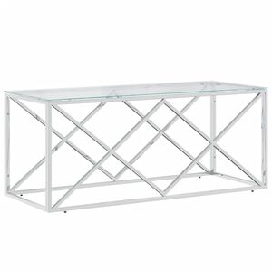 vidaXL Coffee Table 110x45x45 cm Stainless Steel and Glass