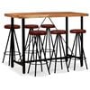 vidaXL Bar Set 7 Pieces Solid Wood Acacia and Genuine Leather
