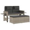 vidaXL Reclining Garden Bench with Cushions Light Grey Poly Rattan
