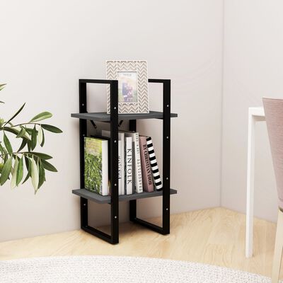 vidaXL 2-Tier Book Cabinet Grey 40x30x70 cm Solid Pine Wood