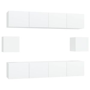 vidaXL 6 Piece TV Cabinet Set White Engineered Wood