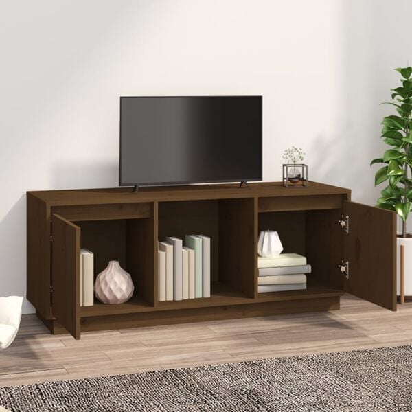 vidaXL TV Cabinet Honey Brown 110.5x35x44 cm Solid Wood Pine