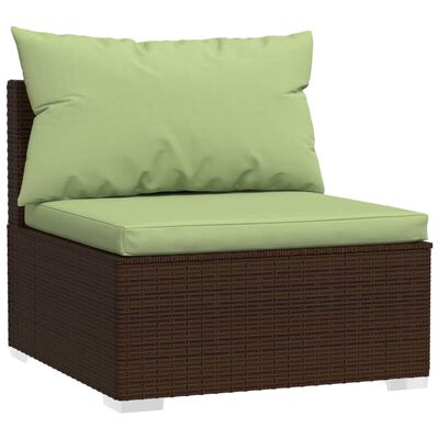 vidaXL 11 Piece Garden Lounge Set with Cushions Brown Poly Rattan