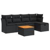 vidaXL 6 Piece Garden Sofa Set with Cushions Black Poly Rattan