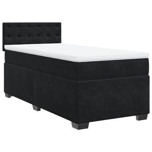 vidaXL Box Spring Bed with Mattress Black King Single Fabric