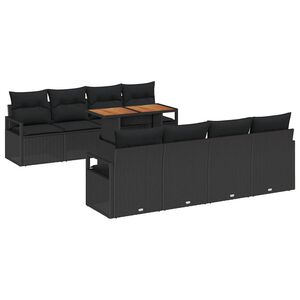 vidaXL Garden Sofa Set 9 pcs Black Poly rattan