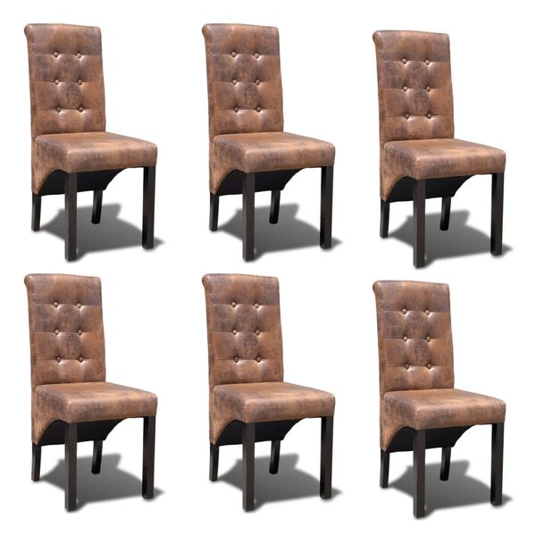 vidaXL Dining Chairs 6 pcs Brown Faux Leather