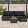 vidaXL Garden Sofa Set with Cushion 6 pcs Black Poly Rattan