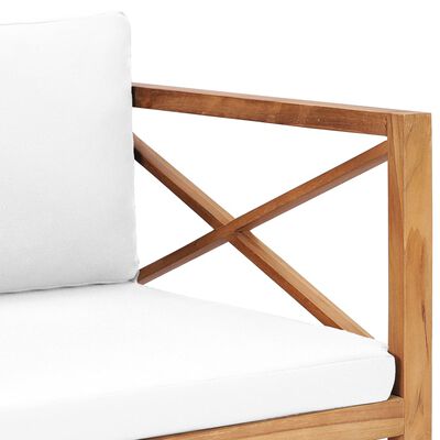 vidaXL Garden Chair with Cream Cushions Solid Teak Wood