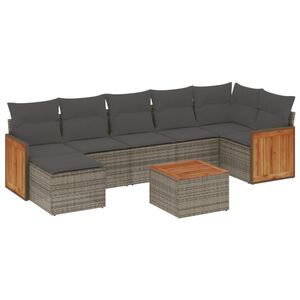 vidaXL 8 Piece Garden Sofa Set with Cushions Grey Poly Rattan