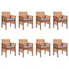 vidaXL Garden Dining Chairs with Cushions 8 pcs Solid Wood Acacia