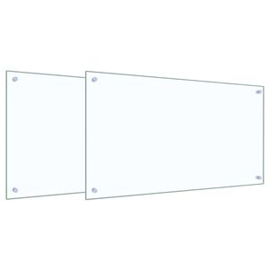 vidaXL Kitchen Backsplash 2 pcs Transparent 90 x 50 cm Tempered Glass
