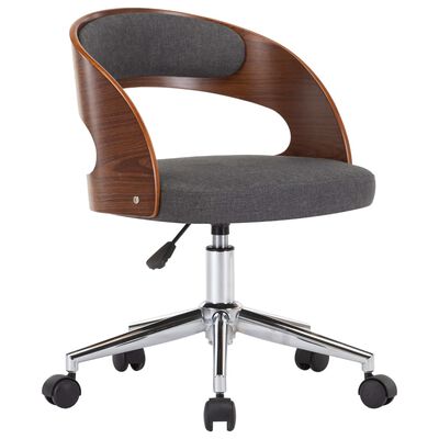 vidaXL Swivel Dining Chair Grey Bent Wood and Fabric