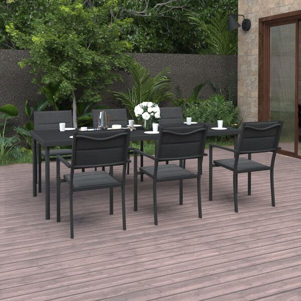 vidaXL 7 Piece Outdoor Dining Set Steel