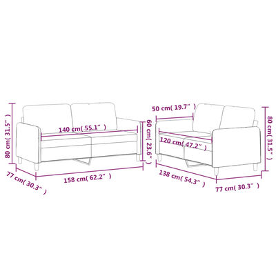 vidaXL 2 Piece Sofa Set with Cushions Dark Grey Fabric