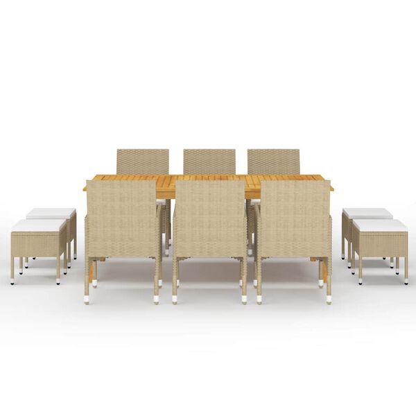 vidaXL 11 Piece Garden Dining Set Beige
