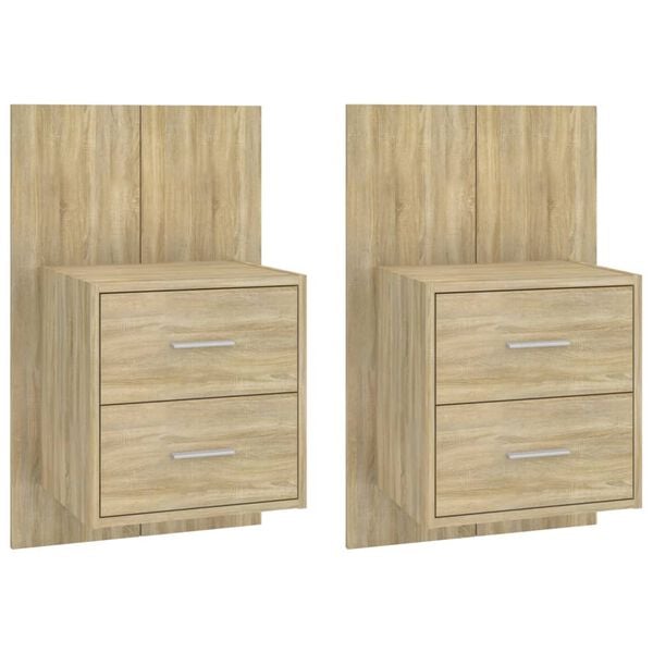 vidaXL Wall-mounted Bedside Cabinets 2 pcs Sonoma Oak