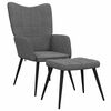 vidaXL Relaxing Chair with a Stool Dark Grey Fabric