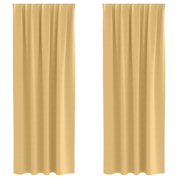 vidaXL Blackout Curtains with Rings 2 pcs Beige 245 x 140 cm Polyester