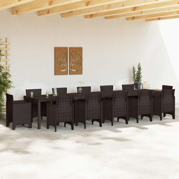 vidaXL Garden Table Brown 400 x 100 x 73 cm Poly Rattan