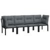 vidaXL 4 Piece Garden Lounge Set Black and Grey Poly Rattan
