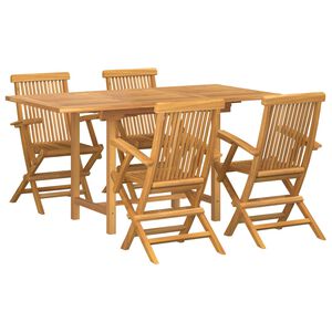 vidaXL Garden Dining Set 5 pcs Brown 160 x 80 x 75 cm Solid Teak Wood