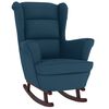 vidaXL Rocking Chair Wingback Blue Velvet and Solid Wood