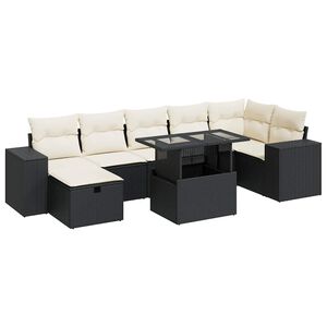 vidaXL 5 Piece Garden Sofa Set with Cushions Black Poly Rattan